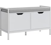 HOMCOM Banco Zapatero Mueble Zapatero con Asiento Cojín Extraíble para 4 Pares de Zapatos Banco Zapatero para Entrada Recibidor Salón Pasillo 84x35x50 cm Blanco