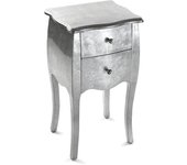 Versa Cagliari Mesilla de noche Mesa pequeña o auxiliar para el Dormitorio o Salón, con 2 cajones, Medidas (Al x L x An) 71 x 35 x 40 cm, Madera, Color Plateado