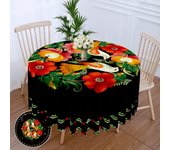 1PC Round Tablecloth with Floral Plant Waterproof Colored Dining Table Cover Multi-purpose 63 inch Sunflower Tablecloth