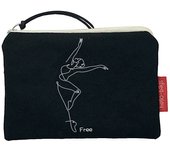Hello-Bags. Bolso Monedero / Billetero / Tarjetero con cremallera y forro interior. Exterior: Algodón 100%. Incluye sobre kraft de regalo. Modelo: "FREE". Crudo / Negro. 14x10 cm.