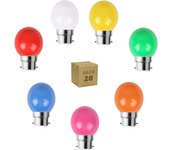 Ledkia Pack 20 Bombillas LED B22 3W 240 lm G45 Monocolor Rojo