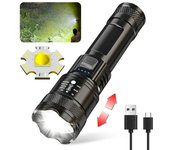High Strong Power Led Flashlights 2000LM Tactical Torch with Display Light USB Charging Camping Fishing Emergency Zoom Lantern