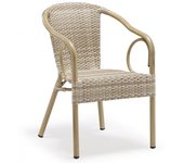 Sillón DUNA, apilable, aluminio, ratán beige