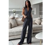 New Two Piece Wide Leg Pants Set Women's Spring New V-Neck Sleeveless Vest with Hanging Wide Leg Pants Casual Set