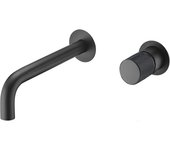 VALAZ Grifo lavabo empotrado redondo monomando negro mate maneta luxury serie Besaya