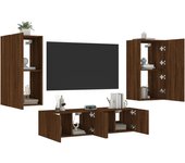 vidaXL Muebles TV pared con LED 4 piezas madera ingeniería, Mueble de Salon, Mueble TV, Mueble TV salon, Mesa de TV, Mueble tele