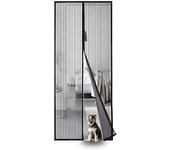 Mosquitera para Puerta de balcón, montaje con adhesivo sin necesidad de taladrar, La Cortina magnética es ideal para la Puerta del Balcón (Negro, 80x200 cm)