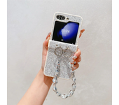Diamond Sparkling Powder Wrist StrapPhone Case for Samsung Galaxy Z Flip 6 5 4 3 Flip6 Flip5 Flip4 Flip3 5G  5G Protective Cover