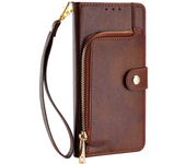 Card Slots Leather Flip Phone Case for Xiaomi Redmi 9A 9AT 9C A1 A2 Plus Note 9T 9S 9 Pro Max Prime Zipper Wallet Case Lanyard