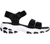 Sandalia Skechers D'Lites para Mujer Negro - Ajuste con Velcro