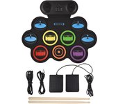 9 Pads Electronic Drum Set Hand Roll Drum Set Supports DTX Gaming/BT Dual Speaker 7 Drum Styles 6 Rhythms 10Demo Songs Pad Drum