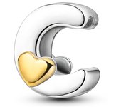 New 925 Sterling Silver Cute Gold Lucky Heart 26 Letter Series Charms Beads Fit Pan Original Bracelets DIY Gifts Fine  Jewelry