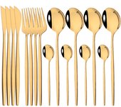 SSITO 16PCs Cuchillo, Cuchillo, Cubierta Juego de Vajilla de Cena de Maple Inoxidable Rosa