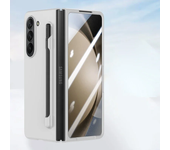 For Samsung Z Fold 6 Case With S Pen Holder and Pen Pure Color Slim Matte PC Built-in Screen Protector Cover for Galaxy Z Fold 5