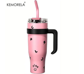 Black Pink 40OZ Stainless Steel Tumbler Cup Thermos Bottle Letter Water Bottles The Mo Bottle High-capacity Travel Mug Thermos