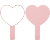 Espejo De Maquillaje De Mano con Forma De Corazón 1 Espejo De Una Sola Cara Espejo Cosmético Portátil De Tocador Herramienta Reflectora para Uso Diario Afeitado Embellecer Viajes Rosa