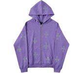 European and American loose top cross hot diamond hoodie women's high street Harajuku retro hip hop zipper Y2K hooded sweatshirt