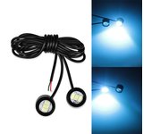 2pcs Motorcycle Led Strobe Lights Motor Strobe Flash Warning Brake Light Lamp 12V Spotlight Fish Eye Lens Lamp Yellow Blue White