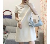 VONDA 2024 Summer Women Solid Color Mini Dress Casual O Neck Short Sleeve Female Short Dresses Party Crew Neck Shirt Vestidos
