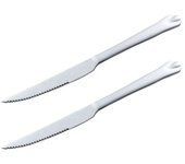Tradineur - Pack de 2 cuchillos para carne de acero inoxidable, cubiertos clásicos con hoja de sierra, aptos para lavavajillas - 22,5 cm