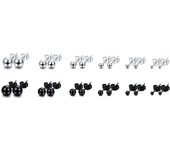 6/12/18/36 Pairs Stainless Steel Mens Womens Stud Earrings CZ Ball Disc Cartilage Ear Piercings Set 2-8mm