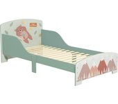 ZONEKIZ Cama Infantil de Madera 143x77x60 cm Cama para Niños de 3-6 Años con Barreras de Protección y Estampados Carga Máx. 40 kg Mueble de Dormitorio Moderno
