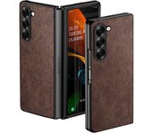 Premium Luxury leather Phone Case for Samsung Galaxy Z Fold 6 5 4 3 Funda Retro Business Style Solid color cover