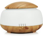 Humidificador de aire con textura de madera, luz nocturna, aromaterapia, atomizador ultrasónico, 300 ml