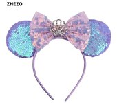 Disney Mickey Mouse Oor Hoofdbanden Frozen Elsa Anna Strik Pailletten Hoofdband Kids Party Cadeau Kinderen Diy Haaraccessoires