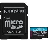 Kingston Canvas Go! Plus Micro SDXC SD MicroSDXC 170R A2 U3 V30 Tarjeta de Memoria 64GB / 128GB / 256GB / 512GB SDXC, Clase 30, A2, 170 MB/s, con ADP Adaptador - Ideal para Cámaras de Acción, Drones y Dispositivos Android, Compatible con DJI Osmo Pocket 3
