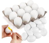 12 huevos de Pascua para manualidades y decoraciones de Pascua, huevos blancos falsos sin pintar para dibujar, pintar y rellenar cestas de Pascua.