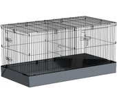 PawHut Jaula para Animales Pequeños 2 en 1 Parque para Mascotas Recinto para Conejos con Tapa Removible para Cobayas Erizos 121x61x61 cm Negro