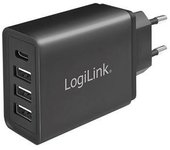 Cargador rápido 27W x 4 USB solo enchufe pared Logilink
