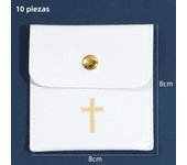 1/10Pcs Rosary Pouch with Gold Cross Imprint Design Beautiful Leather Case, Leather Jewelry Travel Bag Leather Jewelry Pouch