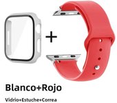 Glass+Case+Strap for Apple Watch Band 42mm 44mm 41mm 40mm 38mm 45mm 49mm Screen Protectors for Apple IWatch Series 8 7 6 SE 5 4