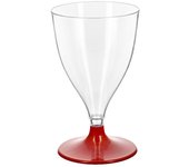 MONOUSO | Copa Reutilizable Durable PS Pie Rojo Vino 200ml 2P (48 Uds)