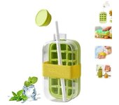 Cubitera 2 en 1 sin contacto, con tapa y recipiente, ideal para hacer hielo en casa (verde, 800 ml)
