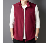 Men's Casual and Fashionable Fleece Embroidered Vest with Plush Jacket