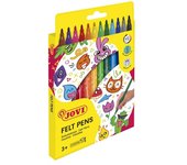 Jovi felt pens estuche de 12 rotuladores - amplia variedad de tonos - tinta de gran fijacion - punta de 3mm - capuchon de seguridad ventilado - grip triangular ergonomico - color surtido