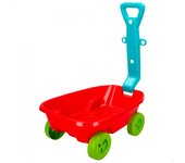 Vagoneta de playa roja con asa plegable para niños pequeños