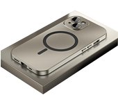 Carcasa mate de parachoques de metal de aluminio de carga magnética para iPhone, funda protectora mate anticolisión de carga magnética, para iPhone 16/15/14/13/12 Pro Max (negro, para iPhone 16 Pro)