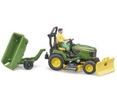 Bruder Tractor Cortacésped John Deere X949 con Remolque Basculante y Jardinero - Cuidado del Césped
