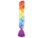 24Inch Synthetic Braiding Hair Extension Ombre Color Rainbow DIY Jumbo Hair Pink Red Blue Hairstyle for Women