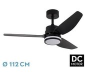 FABRILAMP Ventilador DC Jarama 20W Negro 3 Aspas - Potente y Eficiente - Iluminación Versátil - Control Remoto - Silencioso - Diseño Elegante