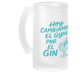 MERCHANDMANIA Jarra cerveza cristal frase graciosa hoy cambiamos el gyn por el gin esmerilada esmerilado 500ml
