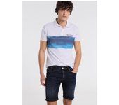 SIX VALVES - Bermuda Denim  Dark Blue  - Regular Fit de Tiro -  Medio - Tallaje en Pulgadas- Tallaje en Pulgadas