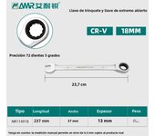Combination Wrench Ratcheting Wrench Open end Spanner from 6 mm-24 mm Chrome Vanadium Steel, Long Pattern, Mirror Chrome Finish