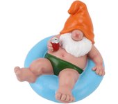 Estatua de gnomo de jardín, figura flotante de resina para piscina, ideal para fiestas relajantes y divertidas, ideal para decoración de exteriores (amarillo)