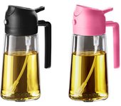 Pulverizador Aceite Spray 470ml - 2 en 1 Spray Aceite Cocina, Dispensadora para Freidora de Aire, Ensaladas, Vinagre y Accesorios Cocina - Negro y Marino