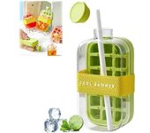 Cubitera 2 en 1 flexible sin contacto, para hacer hielo rápidamente, bandeja vertical con tapa para congelador (verde, 800 ml)